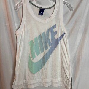Women's White Racerback Nike Tank with Graphic Size S